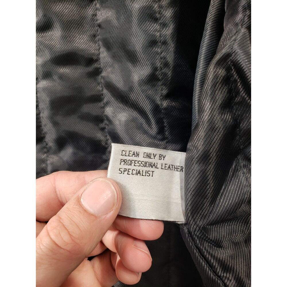 Port Authority Signature Leather Jacket Men's Large Black Kenwood Motorcycle - Picture 10 of 12